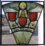 Details zu Bleiverglasung antik  mit Glasmalerei, Fensterbild. Zunft - Wappen ( der Maler )