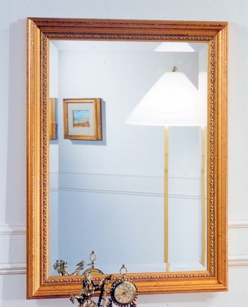 Stil - Spiegel, Gold mit geschliffenem Glas ( Facettenschliff ) verkleinern