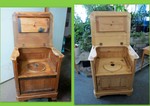 Details zu Foto: 2,  antike Toiletten-Kommode vor - und nach der Restauration, WC - Möbel um 1860,