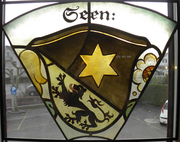 Bleiverglasung antik mit Glasmalerei, Fensterbild. Wappen ( Winterthur - Seen ) verkleinern