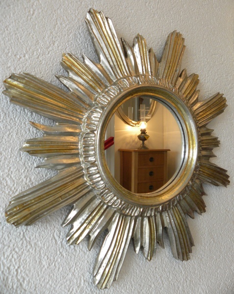 Spiegel - Sonne, Gold - Silber, Stil - Spiegel verkleinern